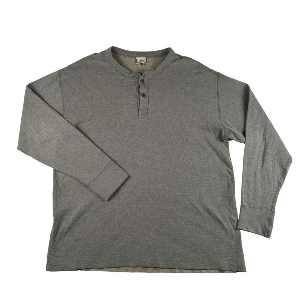Vintage L.L.Bean Shirt Mens XL Long Sleeve Henley Double Layer Cotton Wool Nylon